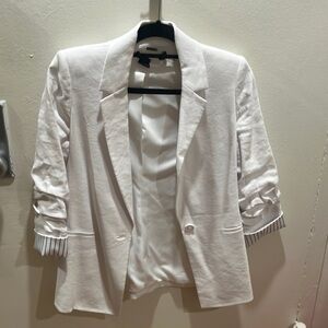 Alice & Olivia White Linen Blazer